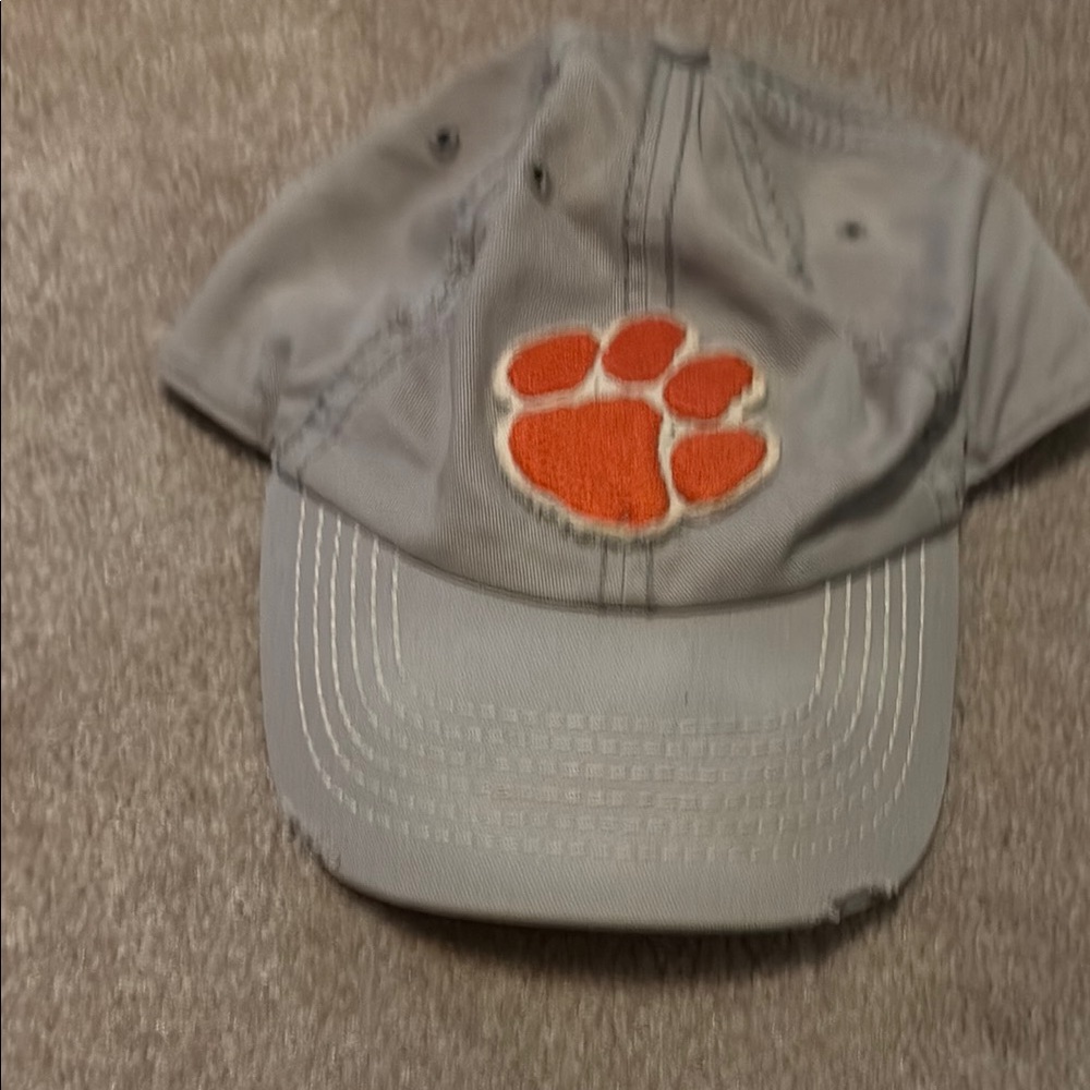 Gray and Orange Paw Print Men's Hat